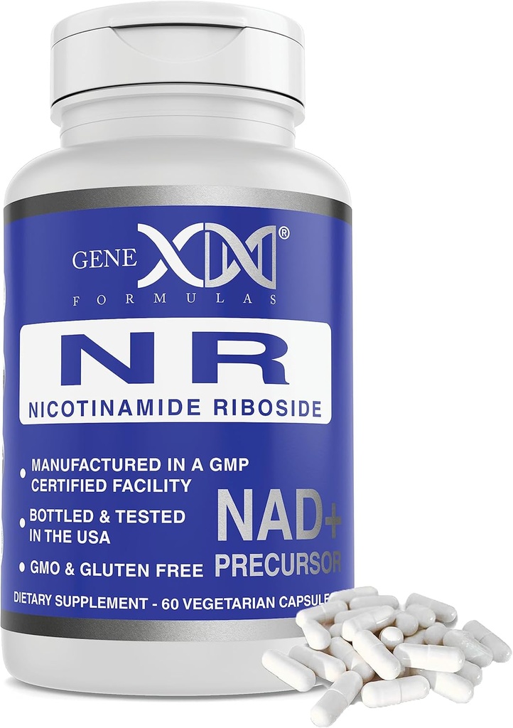 Formulare Genex NR Nicotinamidă Ribozidă 300mg/Serving (60 capsule) NAD+ Precursor pentru îmbătrânire sănătoasă - GMP-Certificat, Non-GMO, Gluten-Free, Vegetarian (1 ambalaj)