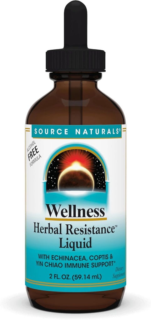 Sursa Naturals Wellness Rezistenta Herbal lichid cu echinacea, Contis, și Yin Chiao, Immune Support* - Alcool gratuit - 2 OZ
