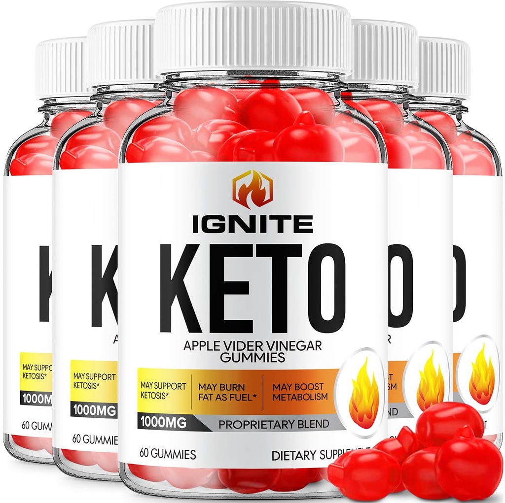 (5 Pack) Ignite Keto ACV Gummies - Advanced Formula Ignite Keto Plus ACV Gummies Apple Cider Oțet Ignite ACV Supliment alimentar Bărbați Femei (300 Gummies)