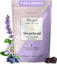 Winged Wellness Sleepyhead Natural Sleep Gummies for Women - Sleep Support Aid for Adults with 3mg Melatonin, L-Theanine, 5-HTP - Natural Gummy Supplement - Blueberry Lavender, 14 Vegan Gummies