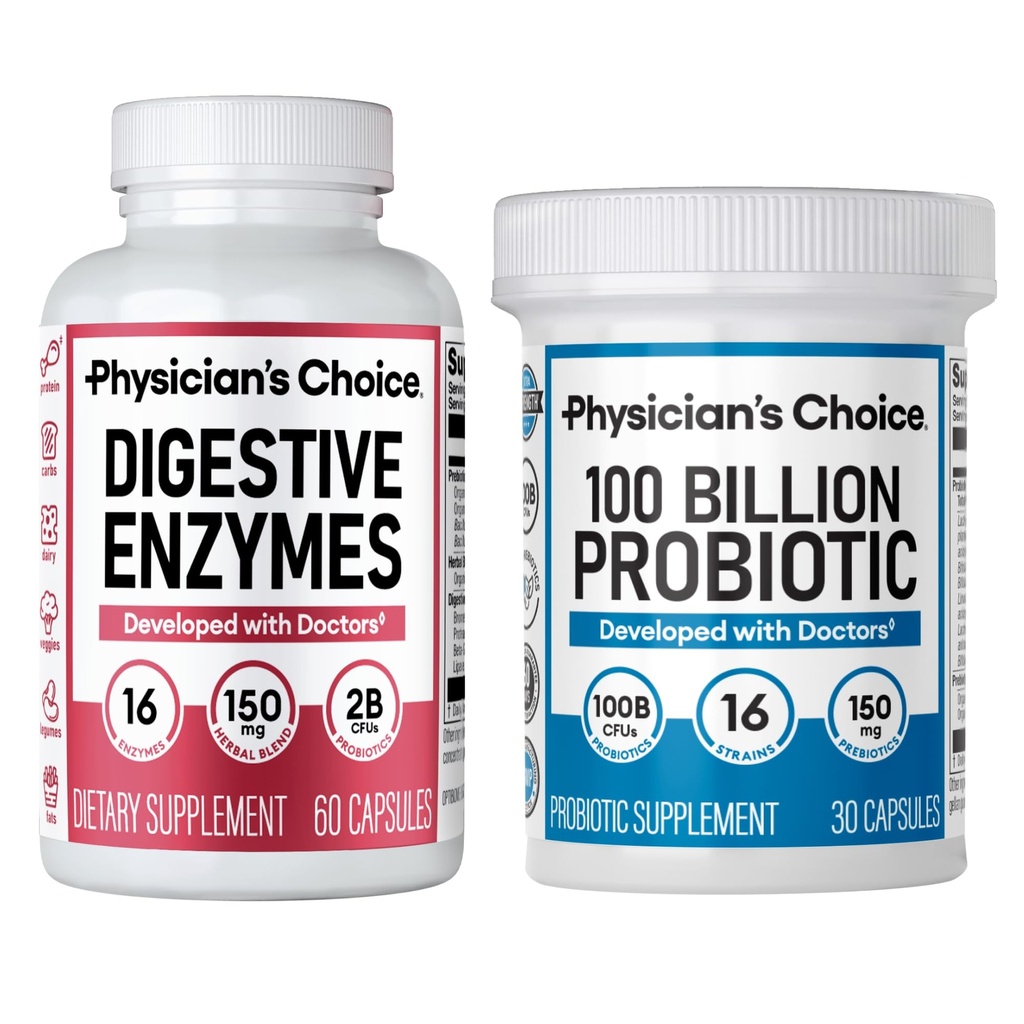 Medicului CHOICE 100 Miliarde + Digestive Enzyme 60ct Bundle - Advanced Gut Health Support