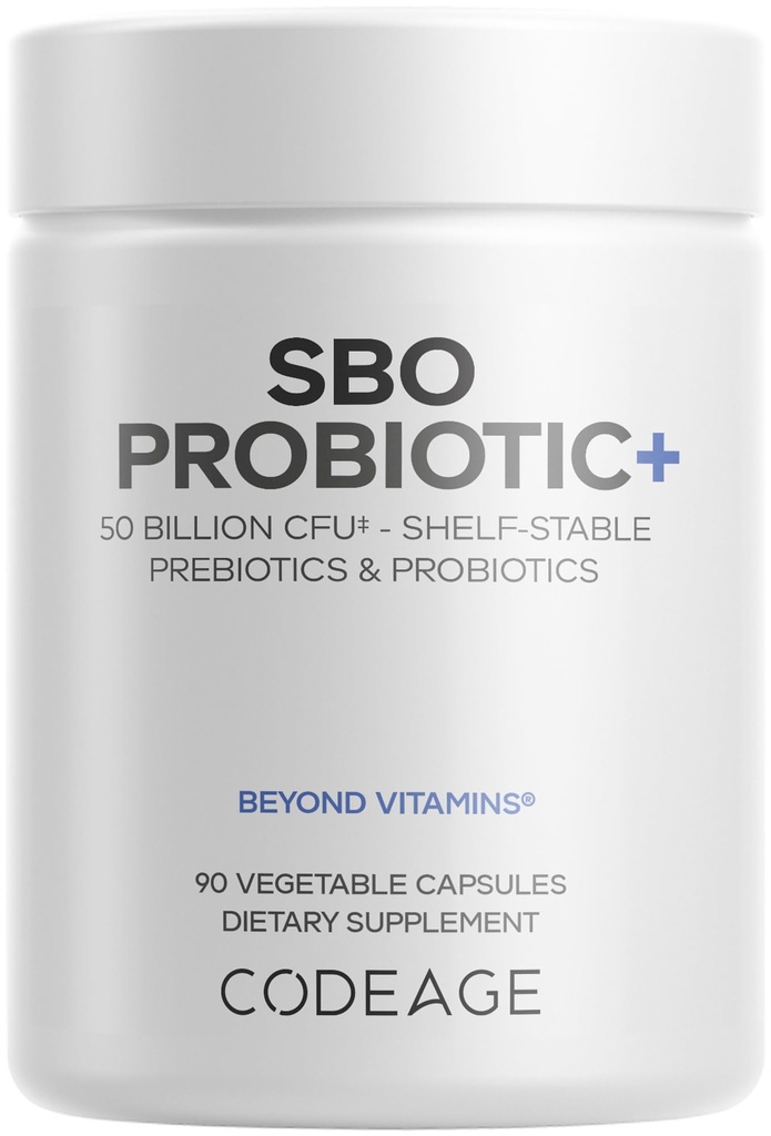 Codeage SBO Probiotice, 50 Miliarde CFU per servire, Multi Tren Pe bază de sol Organisme Blend și Organic Fermentate Botanic Blend, Perioada de valabilitate-Stabil, 90 capsule