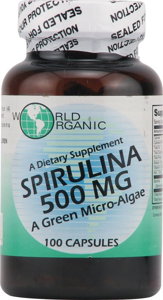 World Organic Spirulina - 500 mg - 100 capsule