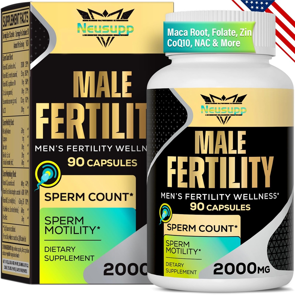 Suplimente de fertilitate pentru bărbaţi, Suplimentul de fertilitate masculină - Conte optim de spermă, Motilitate şi Putere, 2000MG Mens Vitamine prenatale cu CoQ10 Maca Root, Zin, NAC &Folat pentru Concepţie - 90 capsule