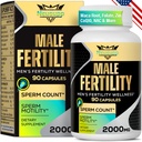 Suplimente de fertilitate pentru bărbaţi, Suplimentul de fertilitate masculină - Conte optim de spermă, Motilitate şi Putere, 2000MG Mens Vitamine prenatale cu CoQ10 Maca Root, Zin, NAC &Folat pentru Concepţie - 90 capsule