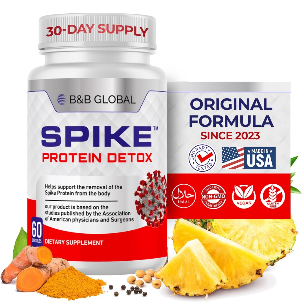 Spike Proteine Detoxifiere - Spike Supplement for Proteine Balance - Nearborate 3-in-1 Blend with Nattokinaza 4000Fu, Bromelain 500mg, Curcumin 1000mg - Made in The USA - 60 Capsule, 30 Day Supply
