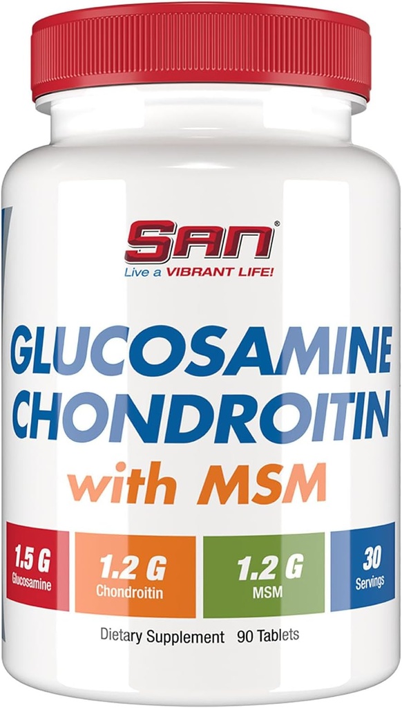 SAN Premium Glucosamine Chondroitin cu complex MSM pentru suport comun - Formula naturală pentru articulații sănătoase și mobilitate. 30 Serviri