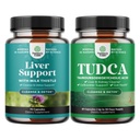 Bundle de ficat Cleanse Detox & Reparații Formula și Advanced TUDCA supliment de suport pentru ficat - cu lapte Thistle Dandelion Root Turmeric și extract de Anghinare - Extra Putere TUDCA 500mg Sare Bile