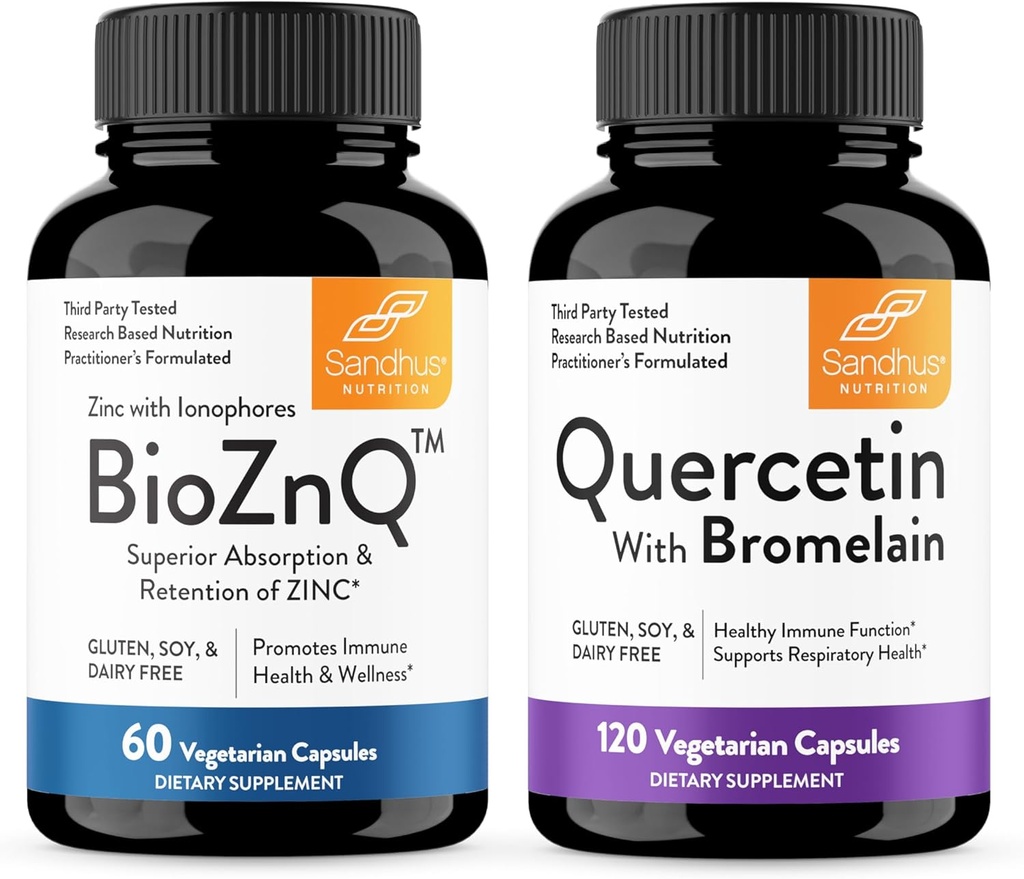 Suplimentul de zinc Sandhu cu Ionophores cu absorbţie superioară & Querbetin cu Bromelain 1000mg Per Serving Bioflavonoids Supliment Complex