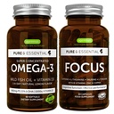 Omega-3 & Vitamin D3 1000iu + Focus Brain Booster Bundle, Fast-Action 1-a-Day EPA & DHA RTG Wild Fish Oil + Caffeine, L-Theanină, Tarine & L-Tyrosine, B-Vitamins, Zinc & Copper, de Igennus