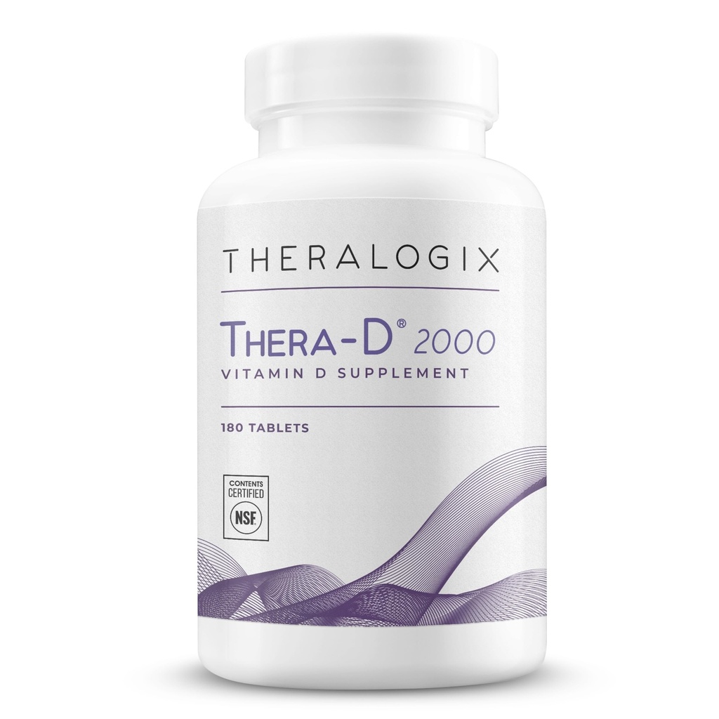 Theralogix Thera-D 2000 Vitamina D Supliment - 2000 UI (50 mcg) Vitamina D3 Tablete - 180 Day Supply - Immune Supplement for Women & Men - Helds Bone & Heart Health - NSF Certified -180 Tablets