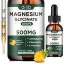 Magneziu Glicinate 500mg - Picături de magneziu lichid, Ashwagandha, L - Theanină, Mușețel - Calm și stres Ajutor, Relaxare, Somn odihnitor, Muscle Heart Health, Vegan - 2 Fl Oz (30 de zile)
