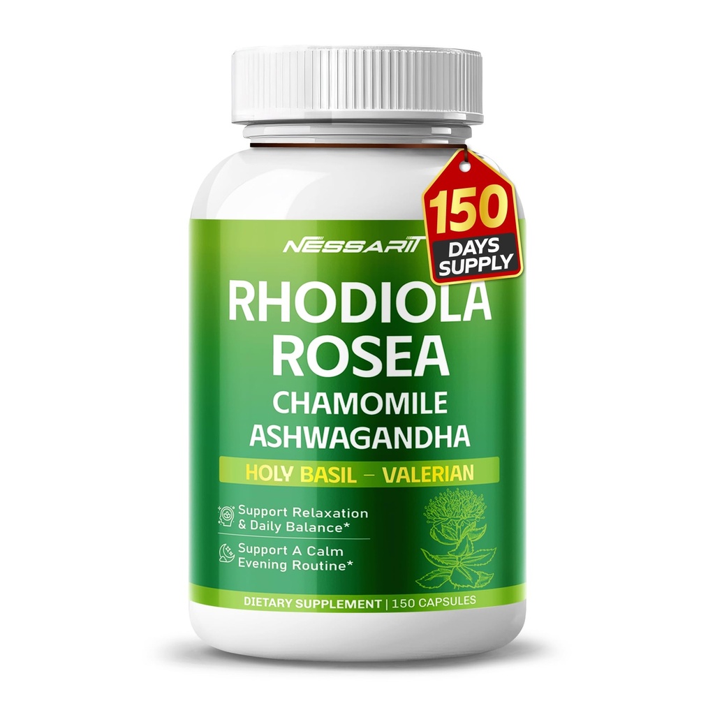 RHODIOLA ROSEA Supliment - 11-in-1 Blend natural cu musetel L-Theanin Ashwagandha Sfântul Basil Valerian Passionflower - 150 Conte - Made & Tested in the USA