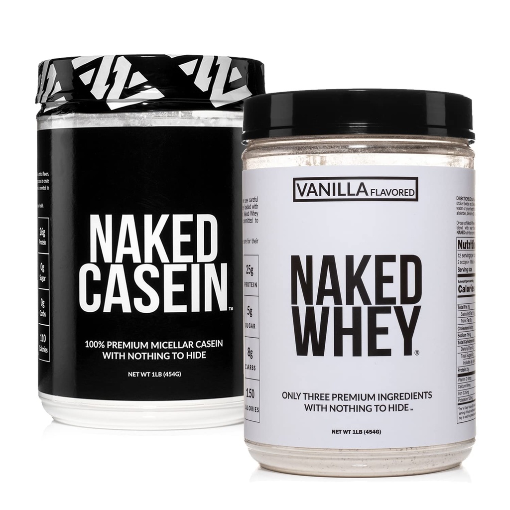 Naked Grass Fed Proteine Bundle: 1LB Casein și 1LB Vanilla Whey