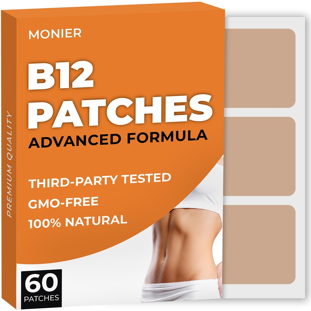 B12 Patch-uri (Pachet de 60) - 100% Patch natural pentru femei și bărbați - Firming, Energie, Focus & Body Support - Formula îmbunătățită
