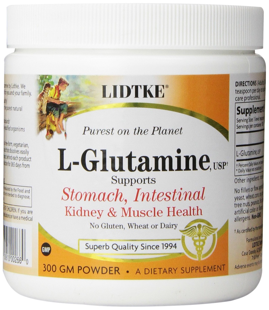 Lidtke Technologies L-glutamină pulbere, 300 Gram