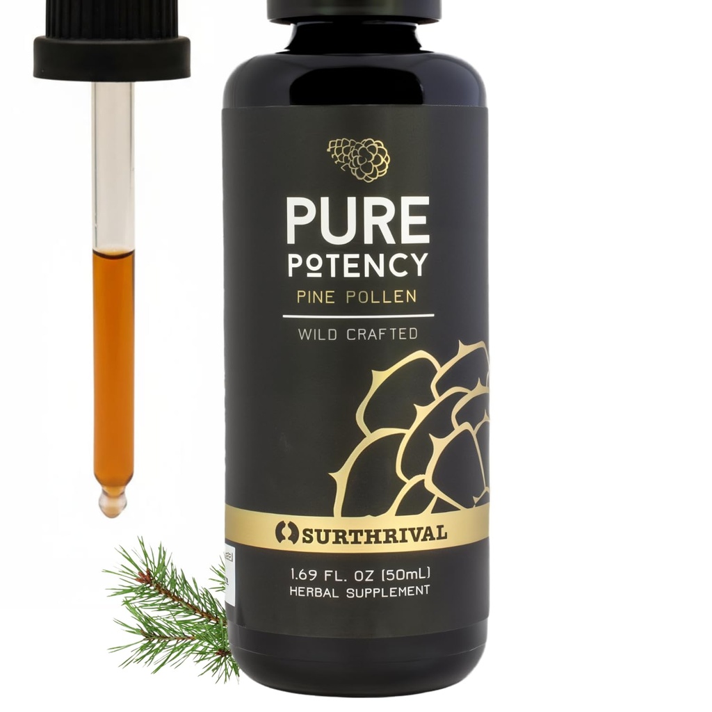 Surtrival: Pine Pollen Pure Potency Extract (1,69 fl oz), Creşterea rezistenţei, Echilibrul hormonal, Energie şi Rezistenţă Restaurare