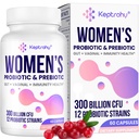 Probiotice vaginale pentru femei - 300 miliarde CFU 12 tulpini Probiotice cu prebiotic, Extract organic de cranberry zilnic Probiotic pentru femei vaginale, urinare, digestive, gut, imune sănătate, 60 capsule