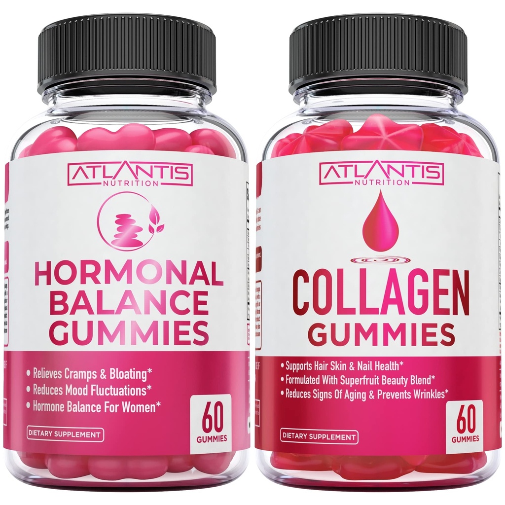 Atlantis Nutritie Echilibru hormonal PMS Relief 60 Gume + Colagen 60 Gume