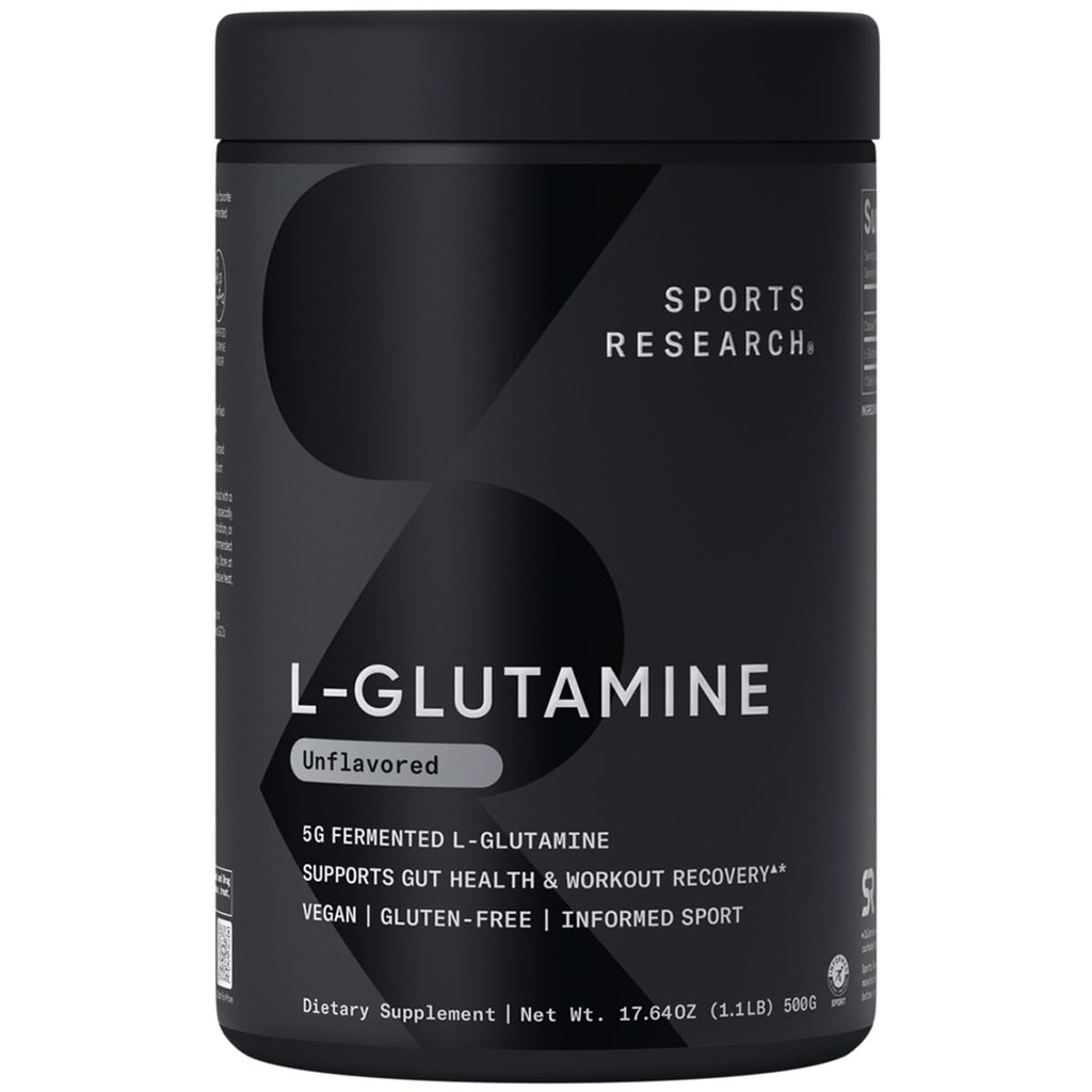 Sports Research L-Glutamine - Recuperare antrenament, Immune Health & Gut Health Support - 5 G Per Serving - 17.64 Oz