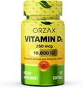 ORZAX Vitamina D3 10000 ui (250 mcg) 