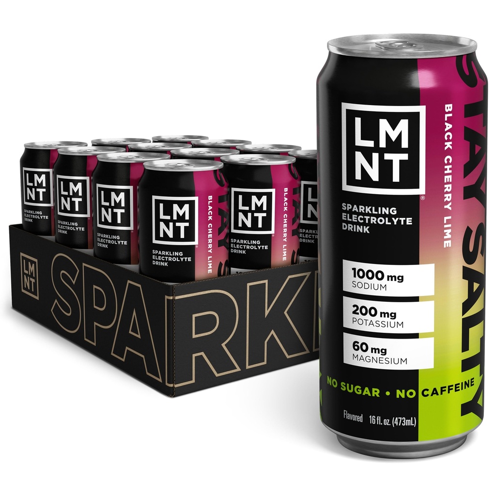 Bea LMNT Sparkling Electrolyte Drink - Negru de cireșe Lime 