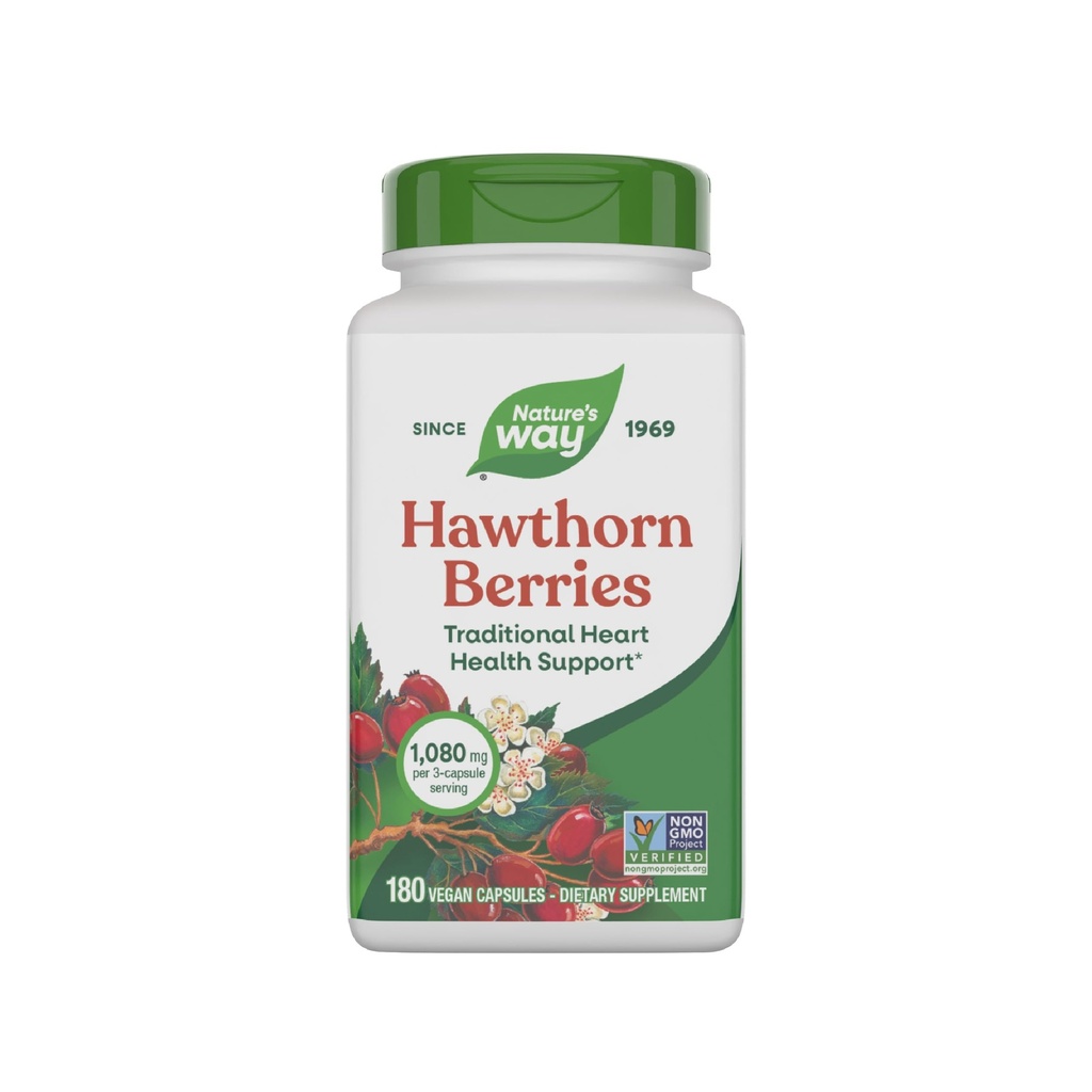 Nature's Way Hawthorn Berries - Tradiţional de sprijin pentru Heart Health* - non-GMO Project Verified - Herbal Supplement - Gluten Free - 180 Vegan Capsule