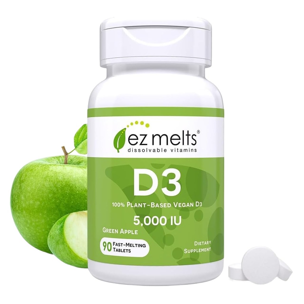 EZ Melts Dizolvabil Vitamina D3 5000 UI, Sugar-Free, 3-Lonth Supply Supply - 1 ambalaj
