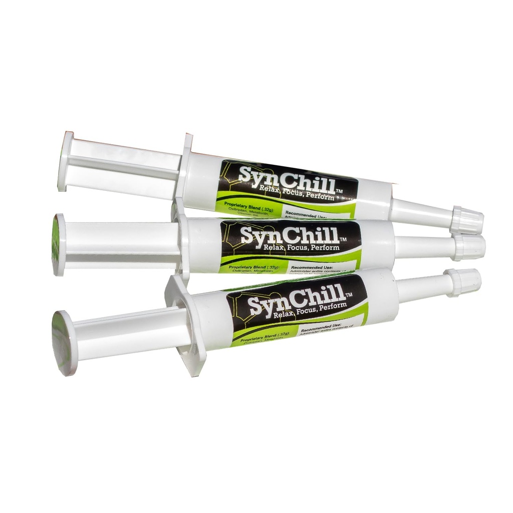 SynChill Cal Oral Calmare Gel, 100% Supliment natural și nutrițional, Rezultatele Lab Proven, Proiectat pentru Focus & Performanță, Aprobat de profesioniștii și veterinarii olimpici, Made in USA - 3-Pack