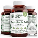 Natural Nutra timp de eliberare Acid pantonic 500 mg, Vitamina B5 Supliment ajută rupe în jos grăsime și carbohidrați, metabolice și de energie, Îmbunătățirea sănătății musculare, Reduce petele pielii, 60 comprimate vegetariene