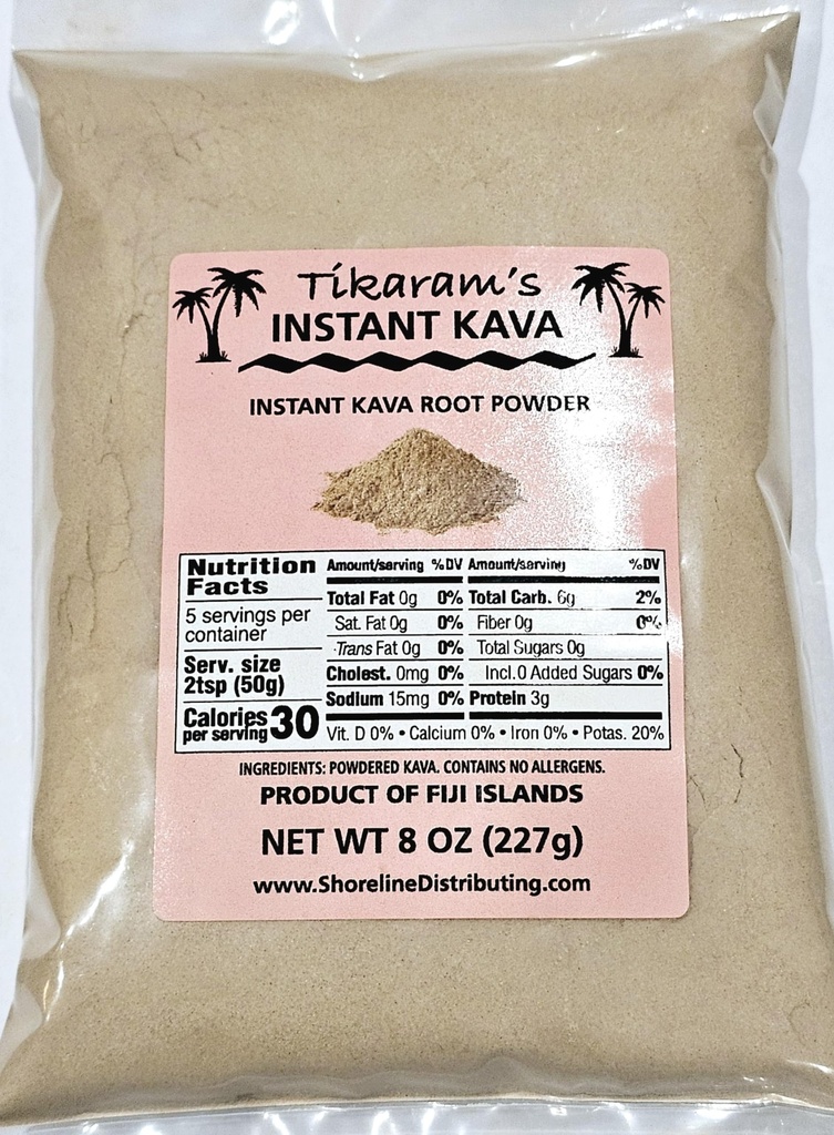 Tikaram's Instant Kava Powder, Fiji Waka, Noble Kava Root, 1/2 lb (8oz)-Fiji Market En-gross LLC