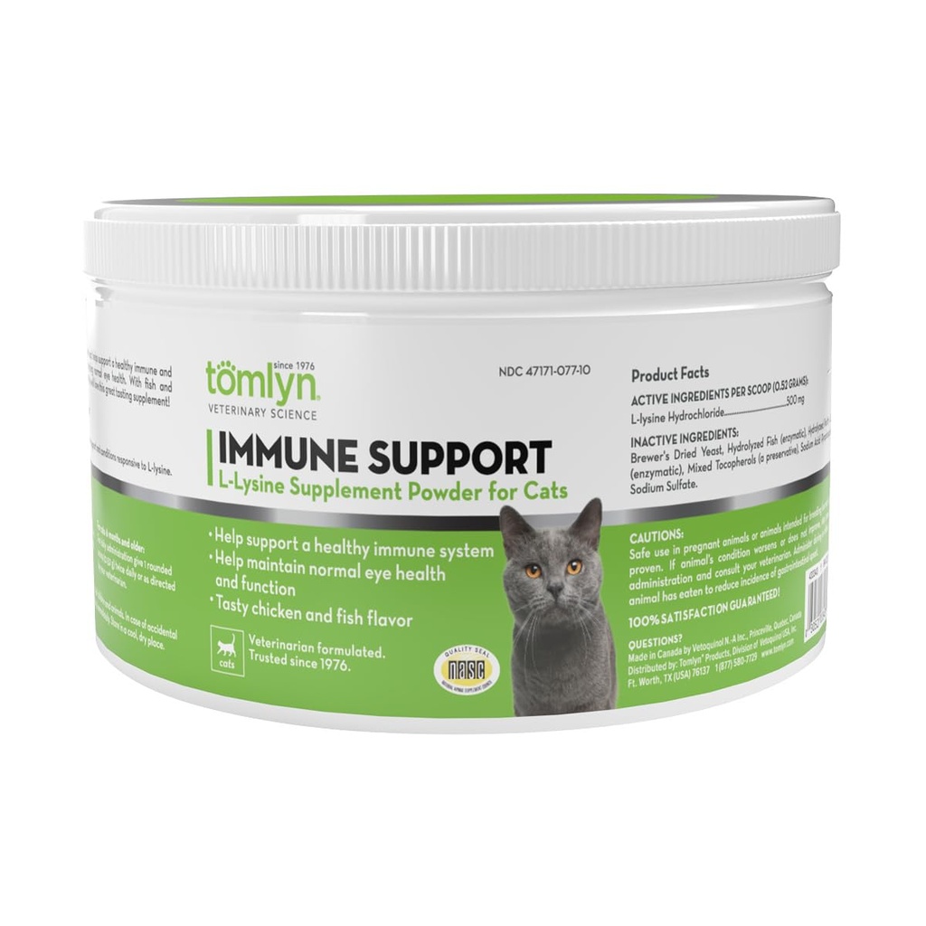 Tomlyn Immune Supplement Daily L-Lysine, Powder Lysine pentru pisici și pisici, 3,5oz