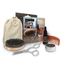 Kit de înfrumusețare barbă pentru bărbați Kit de îngrijire barbă include accesorii - Balsam și ulei fără parfum barbă naturală, piepteni de lemn și pensule de boar, foarfece din oțel inoxidabil