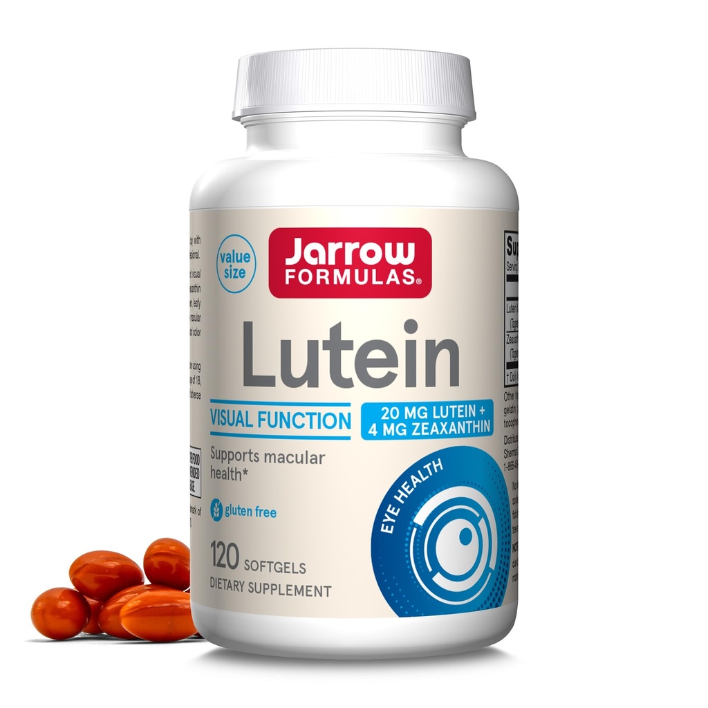 Jarrow Formulas Lutein 20 mg cu Zeaxantină, Supliment alimentar pentru funcţia vizuală şi suport de sănătate macular, 120 Softgels, 120 de zile de aprovizionare
