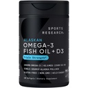 Sports Research® Alaskan Omega-3 Fish Oil 1040mg + Vitamina D3 2500iu - Suporturi Brain & Heart Health - MSC Certified Sustainable · Wild-GMO · Trigliceride Form - 120 Conte Softgels