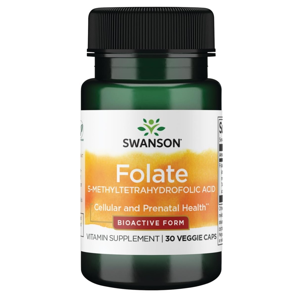 Swanson Folate (5-metiltetrahidrofolic) 400 mcg 30 Veg Capsule