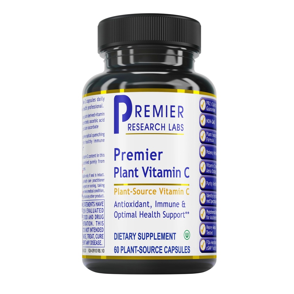 Premier Research Labs Vitamina C Supliment - Vitamina naturala C, Toata alimentele Vitamina C, Essential C Complex, Pur cu Bioflavonoizi si ingrediente organice - 60 Capsule vegetariene