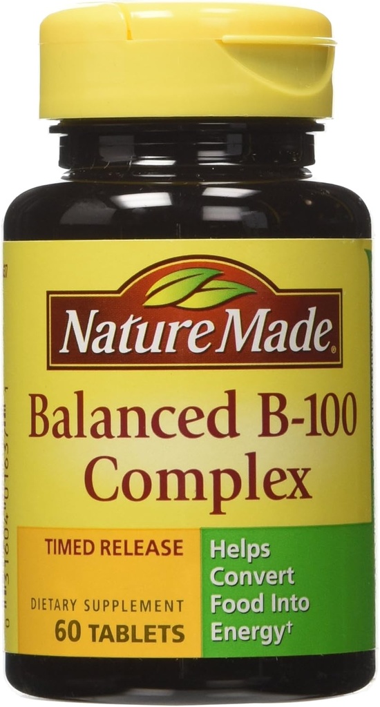 Natura Made B-100 comprimate complexe de eliberare a timpului, 60 Conte pentru sănătatea metabolică (Pachet de 3)