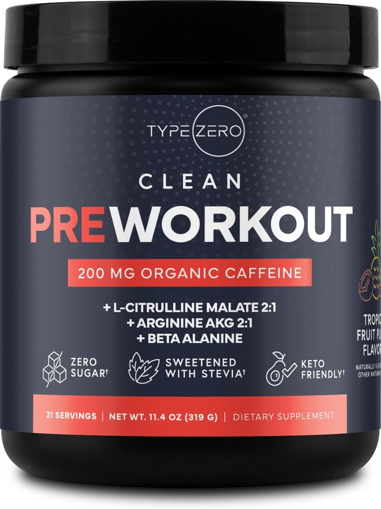 Tip Zero Curate Pre Workout (11,3 oz, Punch de fructe) + Root de sfeclă + L-Arginina + L-Citrulină, 2G Arginine, L-Citrulline Malate, Beta A, Sugar gratuit, Cafeina organică Preworkout pentru bărbați și femei