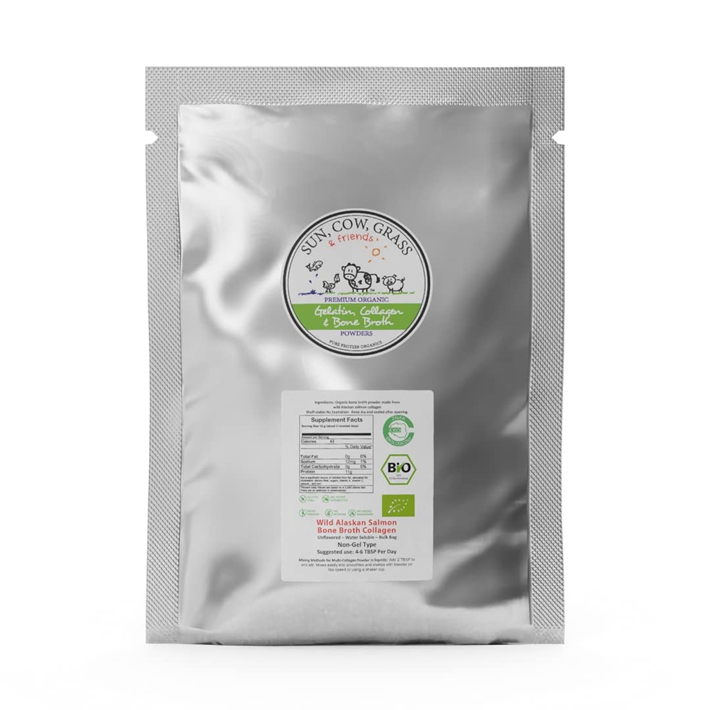 Salbatice Alaska Somon Bone Broth Colagen pulbere 5LB Proteine pure non-Gelling tip - Nearomate, fără gust