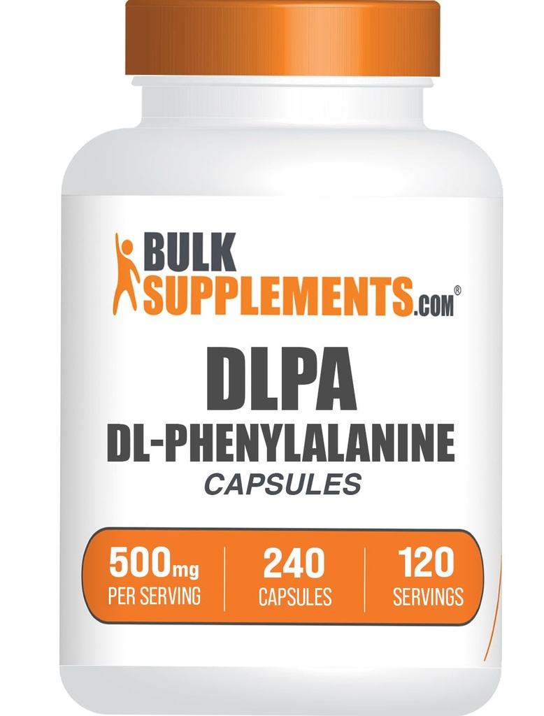 BulkSupplements.com DL-Fenilalanină Capsule - DLPA Capsule, DL-Fenilalanină 500mg - DLPA Suplimente, Gluten Free - 2 capsule per Serving, 240 capsule (Pachet de 1)