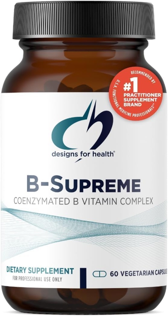 Proiectări pentru sănătate Complex de vitamina B metilat - Suplimente de vitamina B cu vitamine B12, B1, B3, Niacina, B6, Folate & Biotin - Multivitamine metilate pentru Metabolic + Heart Health (60 capsule)