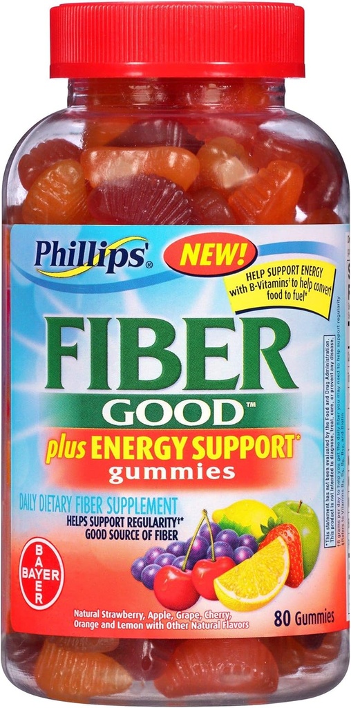 Philips' Fiber Good Gummies Plus Supliment de suport energetic Fiber (80-conte sticla)
