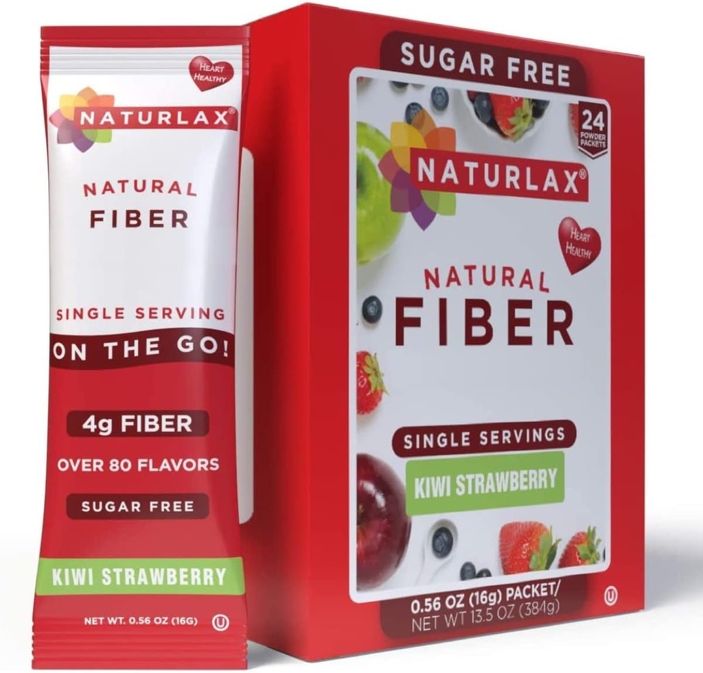 Sugar-Free Kiwi Strawberry Aroma Psyllium Husk, 24 Fiber Packets