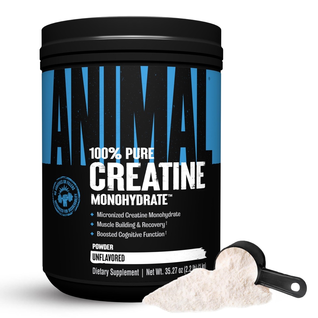 Animal Creatin monohidrat pulbere - Micronizat Creatina pentru femei și bărbați, susține creșterea musculară, Putere, Rezistență, Recuperare și ATP Producție, Gym & Suplimente de antrenament - Nearomat, 1kg