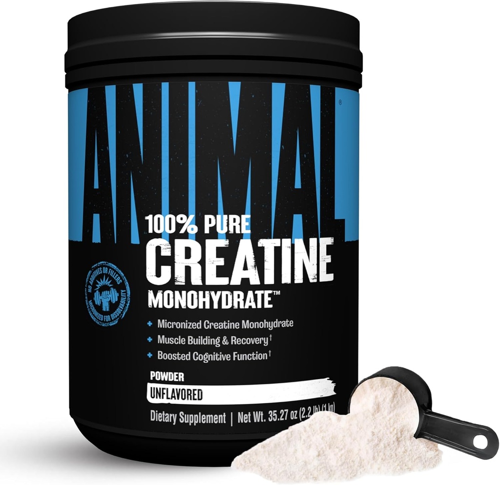Animal Creatin monohidrat pulbere - Micronizat Creatina pentru femei și bărbați, susține creșterea musculară, Putere, Rezistență, Recuperare și ATP Producție, Gym & Suplimente de antrenament - Nearomat, 1kg