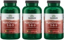 Swanson MultiOmega 3-6-9 - Non-GMO ulei de in, Borage Oil, "&" Capsule de ulei de pește - Acidi grași esențiali care susțin sănătatea cardiovasculară "&" Brain Health - (220 Softgels, 2400mg Servire) 3 sticle