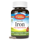 Carlson - Fier masticabil, 30 mg, Absorbţie superioară, Sănătatea sângelui, Producţia de energie şi wellness optimă, Supliment de fier masticabil pentru femei şi bărbaţi, aromă naturală de căpşuni, 120 comprimate