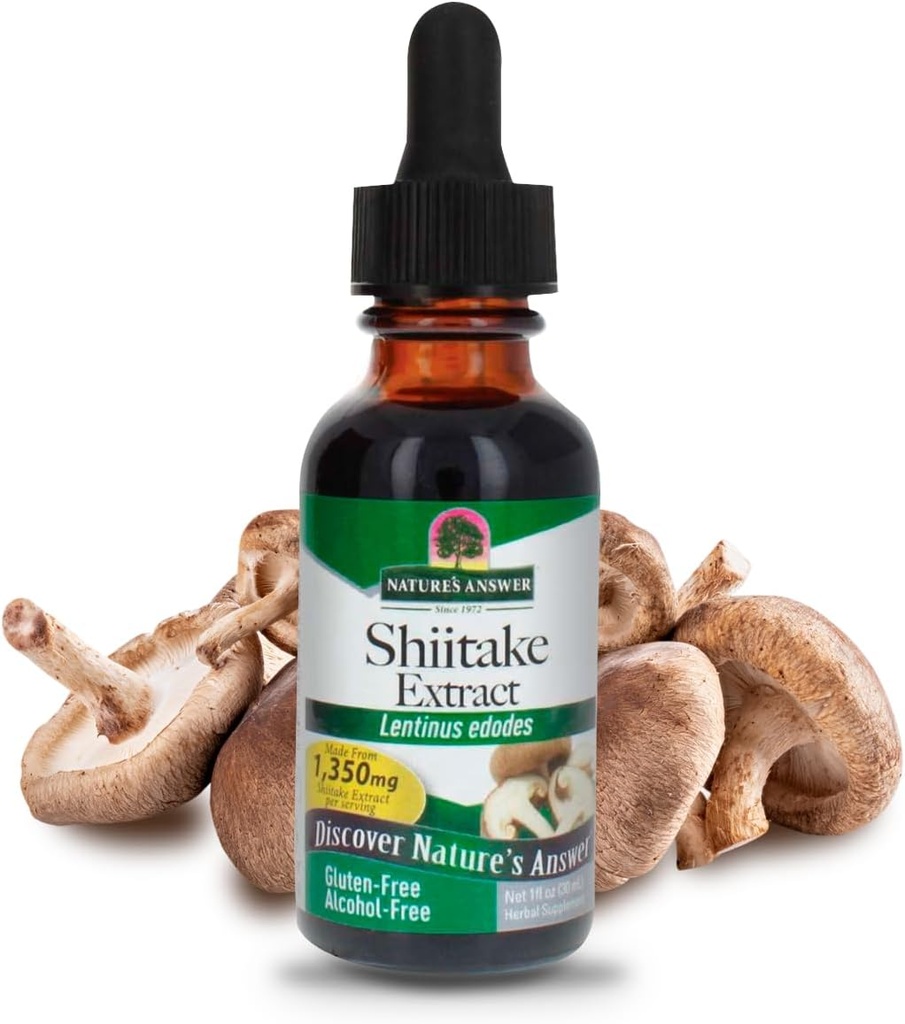 Răspunsul naturii Shiitake Mushroom Extract de alcool gratuit 1 Ounce de fluide 