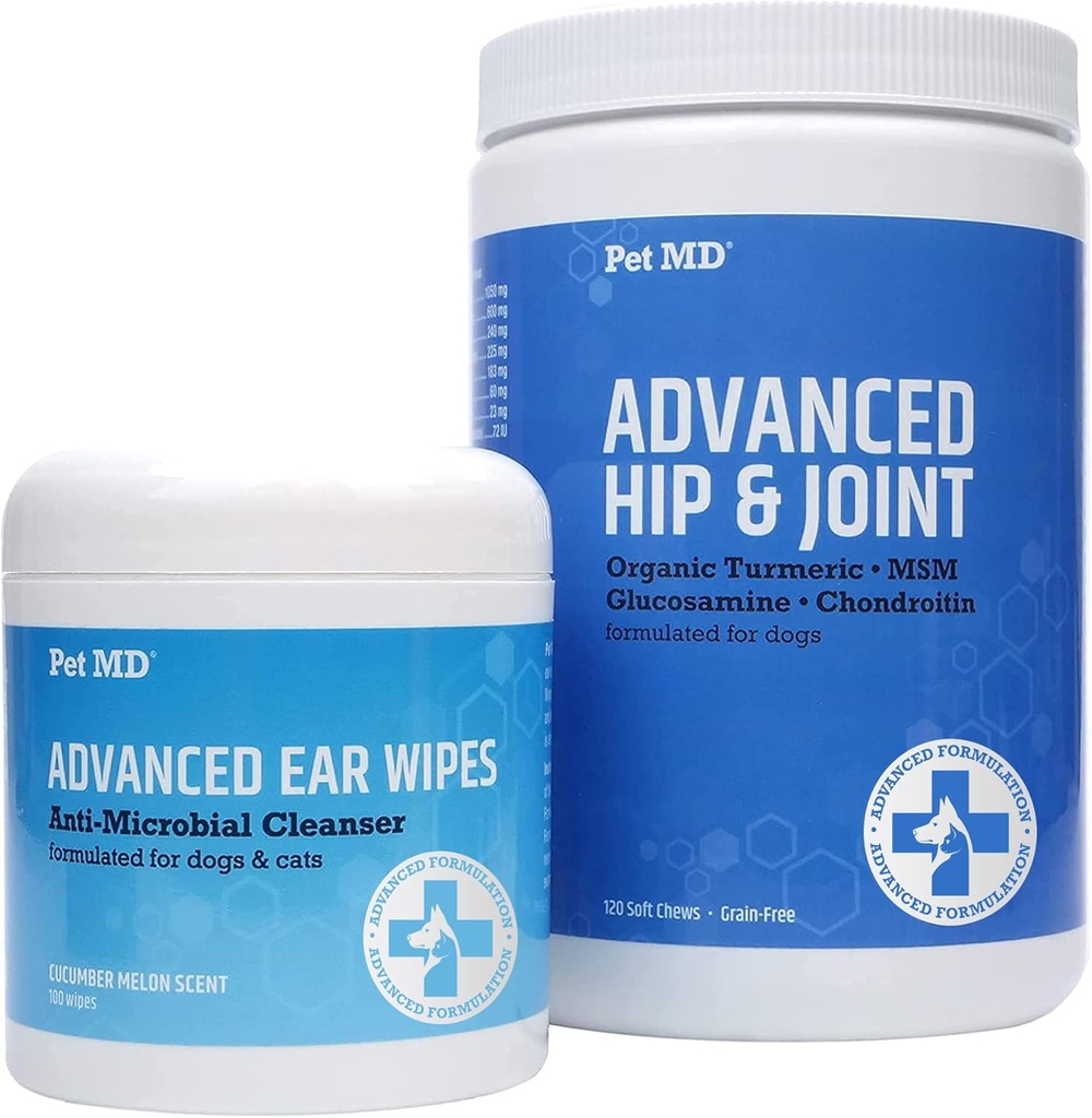 Pet MD Şerveţele avansate pentru urechi + Avansate Hip & Joint
